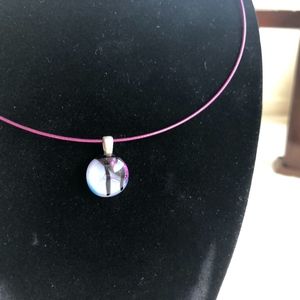 Glass Blown Pendent with Wired Chain Necklace